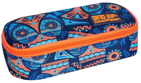 CoolPack Campus Aztec Blue Case Pencil Case Large Pencil Case Desk Organiser with Zip Design, Multicoloured, School Pencil case