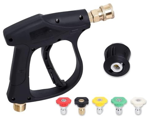 GIONAR 7 Pcs High Pressure Washer Gun Handle Set Compatible with Karcher, High Pressure Washer Gun with M22 14MM Fitting Hose Connector and 5 Nozzles, 1/4 inch Quick-Connect Nozzles for Karcher K1-K7