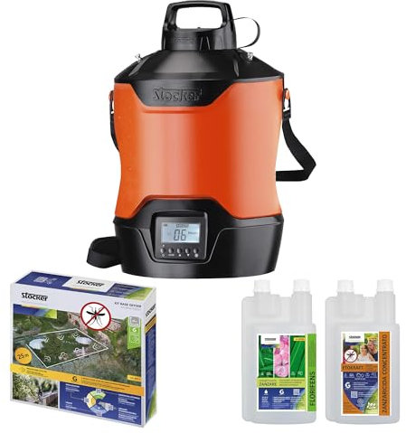 STOCKER - Nebulizzatore Giardino Elettrico Ricaricabile - Kit Completo Geyser per Zanzare con Timer e Pompa - 12L