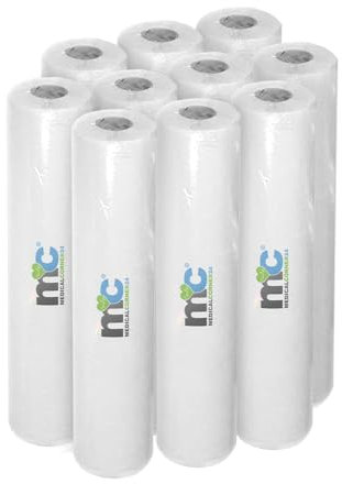 Medicalcorner24 Ärztekrepp, Ärzterolle, Liegenabdeckung, Liegenpapier, Liegenschutz, perforiert, 2-lagig, Zellstoff, 59cm x 50m, 10 x 1 Rolle, weiß