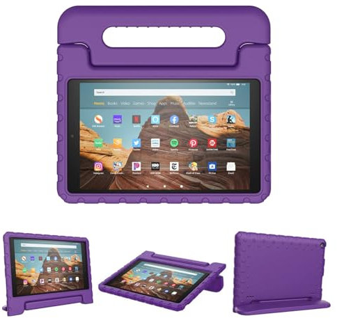 Schutzhülle für Fire HD 10 Tablet 5. / 7. / 9. Generation Fire 10,1 Zoll (2015/2017/2019), kindersicher und stoßfest, stabile Hülle, weiche, strapazierfähige Schaumstoffabdeckung mit tragbarem und