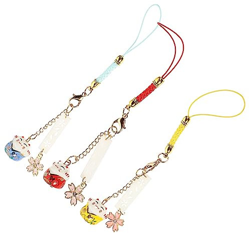 OSALADI 9 Piezas gato de la suerte colgando el teléfono móvil gato de la fortuna colgando elegante colgante de teléfono móvil lucky charms maneki neko colgante de bolso creativo aleación