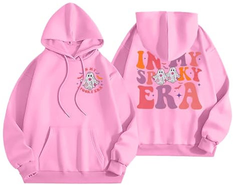 AMDOLE Halloween kostüm Damen Halloween Sweatshirt Hoodie Leichter Hoodie Frauen Männer Printin Letterg Top Buchstabe Und Co (Pink, S)