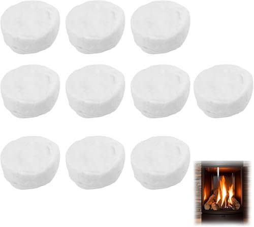 BRISKORE Lot de 10 éponges en céramique pour cheminée au bioéthanol - 8,6 x 8,6 x 2,8 cm - En laine céramique - Pour l'intérieur - Gel de table - Éthanol