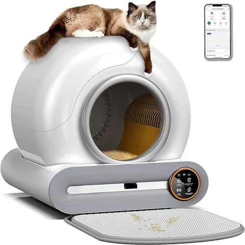 Smart Self-Cleaning Cat Litter Box with Mat - Extra Large Design for Multi Cats, Odor Isolation, APP Control and Integrated Safety Protection