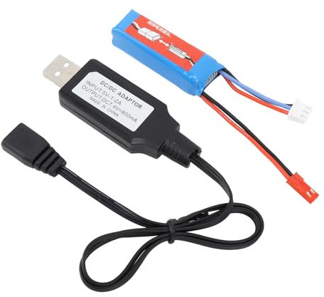 RC Lithium Battery, 7.4V 400mAh RC Lithium Rechargeable Battery with Charger 20C JST Plug for WLtoys 1:28 K969 K989 284161 RC Cars
