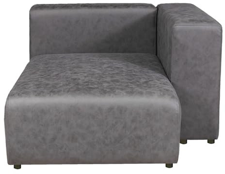 [en.casa] Sofa-Modul Suldal Longchair mit Armlehne rechts Recamiere Sofa-Element Modulares Sofa gepolstert 153 x 109 x 68 cm Wildlederimitat Couch-Element Schwarz