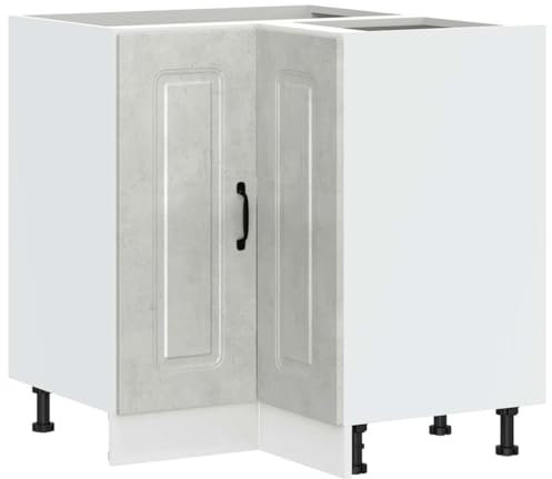 vidaXL Küchen-Eckunterschrank Kalmar Betongrau Holzwerkstoff, Eckunterschrank, Küchenschrank, Küchen-Eckunterschrank, Eckunterschrank für Küche