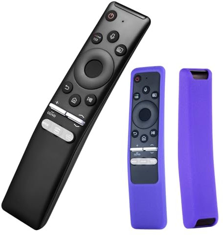 Remote Control Compatible with Samsung TVs with Voice Search Function with Silicone Case for Samsung UHD, Neo QLED, OLED, 4K & 8K for Samsung Smart TVs (blue-purple)
