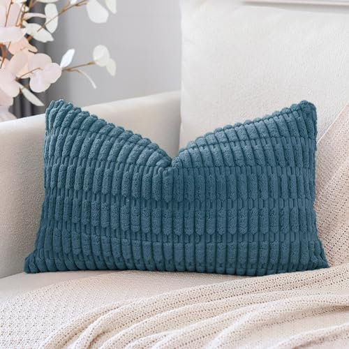 Artscope 1er Set Boho Gestreifte Kissenbezug Einfarbig Zierkissenbezug Dekokissen Sofakissen 40x60 cm Kissenhülle Weiche Couchkissen für Sofa Wohnzimmer Schlafzimmer Dekor, Blau