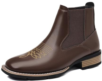 MlYJmer Botas Vaqueras para Hombre - Botines Chelsea de Punta Cuadrada para Hombre