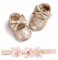 Taufschuhe Mädchen Baby 2-Pcs, Kleinkind Schuhe+Stirnband, Baby Mädchen Blumen Schuh Anti-Rutsch-Weiche Besondere Anlässe Taufe Lackschuhe Mädchenschuhe Krabbelschuhe Baby Bodenschuhe