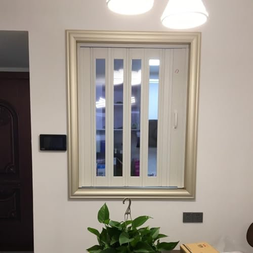 Puertas abatibles Ventana deslizante plegable con accesorios, Puerta de acordeón de color personalizable para ático/ armario/ tienda/ hospital, PVC magnético puerta plegable para espacios pequeños(70x