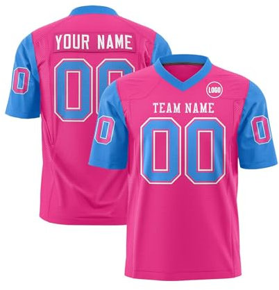 Personalisiertes Baseball Trikot,Baseball Shirt Individuell Bedruckt Namen Nummer & Logo,Athletisch Kleidung Für Herren Und Damen Unisex Football Kostüm Tshirt Oversize Herren(Hot Pink)