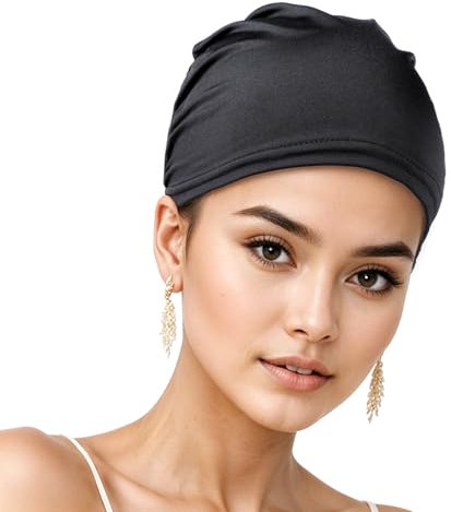 Xthrotsenk Schlafmütze aus Baumwolle Verstellbare Schlafmütze Schlafhaube zum Schlafen Satin Lined Beanie Soft Caps Beanie Mütze Turban Hut für Mittellockiges Krauses Haar