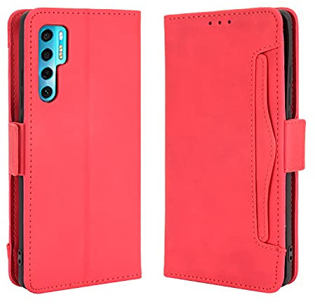 Jiajihua Custodia Compatibile con TCL 20 Pro 5G Portafoglio [Doppio slot per schede][Flip Stand][Custodia del telefono][Chiusura magnetica] Red