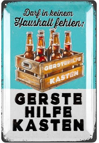 LANOLU Retro Blechschild Bier- lustige Schilder mit Sprüchen Bar Dekoration für Partykeller, Kneipen Bardeko für Stammtisch, Geschenkidee für Papa zum Vatertag, vintage Metallschild 20x30cm