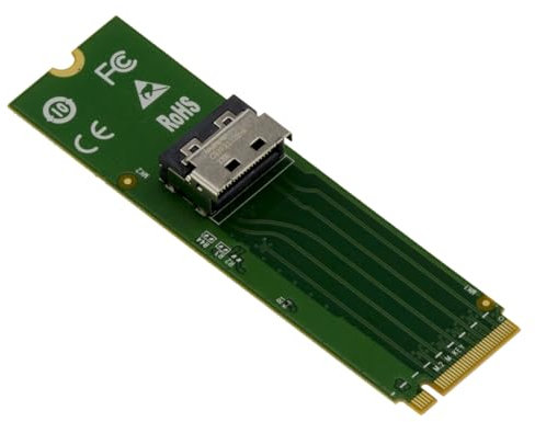 KALEA-INFORMATIQUE Gen 5.0-Adapter für M2 NVMe M Key Port auf MCIO x4 PCIe 5.0 Kompatibel 2230 2242 2260 2280