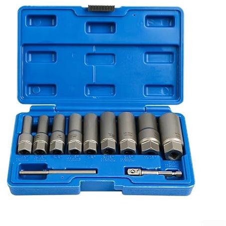 Yuanpgky Tiefer Steckschlüssel-Entferner-Set, 3/8-Zoll-Antrieb für abgerundete Muttern, Schrauben, Bolzen, Entfernungswerkzeug-Set mit Zahntechnik, Werkstattausrüstung (11-teilig)