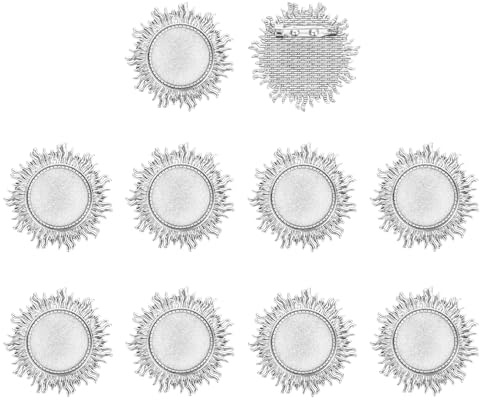 sourcing map Lot de 10 broches cabochons rondes en alliage de 25 mm pour la fabrication de bijoux, pendentifs, photos, loisirs créatifs, style soleil, argenté