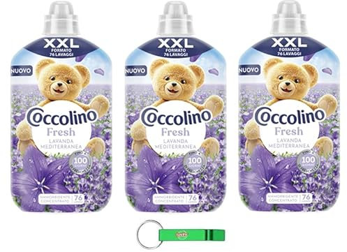 3x Coccolino Weichspüler XXL Lavendel, Neu Konzentrierter Weichspüler, 76 Wäschen, 1750ml + Beni Culinari Kostenloser Schlüsselanhänger