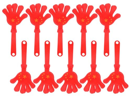 GALPADA 10 StüCk Nationalflagge Handklatscher 28Cm Leichte Abs KlatschhäNde Mit Roter FüNf-Sterne-Flagge Ideal FüR Nationalfeiertag Feier ZubehöR Und Sportveranstaltungen