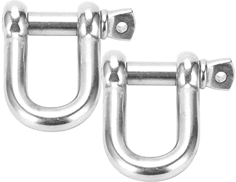 Manille 1t Pivotante Noir, Manille Inox 304 D - Shape, Lot de 2 Pièces - Résistance Élevée 1100kg, Idéale Levage Marine et Camping