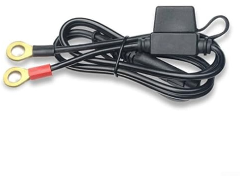 HanOaki Câble à connexion rapide SAE pour faisceau de bornes à anneau avec fusible 10 A, entrée 12 V-24 V, fils rouges + noirs 18 AWG, 0,6 m, pour voiture, moto, tracteur, tondeuse autoportée