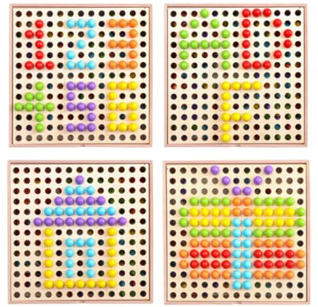MUSISALY ’S Wooden Mushroom Nail Puzzle Board, Educational Pegged Jigsaw Puzzle for Boys and, Multi-Shape Montessori Learning Plaything