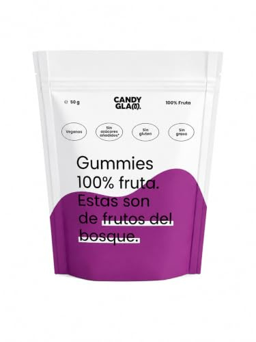 Gominolas Sin Azúcar de Frutos del Bosque 100% Fruta, Chuches Saludables Veganas Sin Gluten, Snacks Saludables Alto en Fibra, Gummies Veganas Naturales para Niños y Adultos, Pack 5 Bolsas 250g