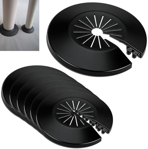 6 Pcs Black Radiator Pipe Covers, 30-55mm Pipe Collars for Neat Finish Universal Type, Durable Rust-Resistant Trim Rings for Radiator Pipes, Water Pipe Decoration in House Kitchen OfficeToilet