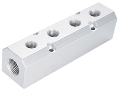 Air Compressor Manifold Block Splitter 4 Way 6 Port Aluminum Air Manifold