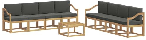 vidaXL Outdoor-Sofagarnitur mit Kissen 9 pcs Weiß und Anthrazit, Moderner Garten-Sofaset, stilvolle Sitzgelegenheit, Akazie Holz Möbel, bequemer Lounge, wetterfest