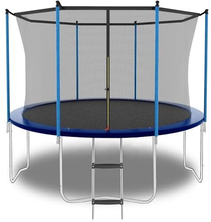8FT Gartentrampolin (244 cm) mit Sicherheitsnetz – Robustes Outdoor-Trampolin aus rostfreiem Stahl, Tragkraft 181 kg, Familien-Trampolin für Kinder & Erwachsene zum Fitnesstraining (Grün) (blau)
