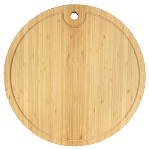 BambooMN Bamboo Round Cutting and Serving Board, Charcuterie Board - 15 Diameter x 0.75 Thickness - 1 Piece
