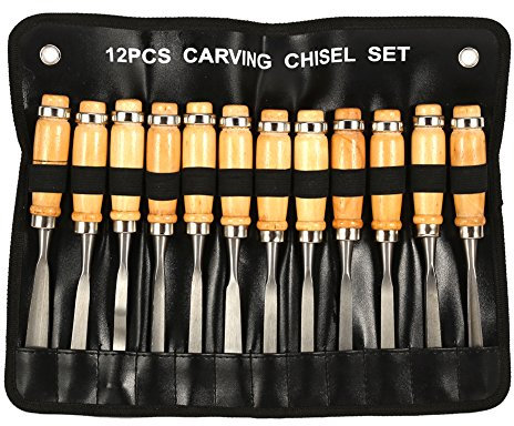 Kit de 12 Pcs Outils De Sculpture sur bois Burin Cutter de 11 outils à sculpter