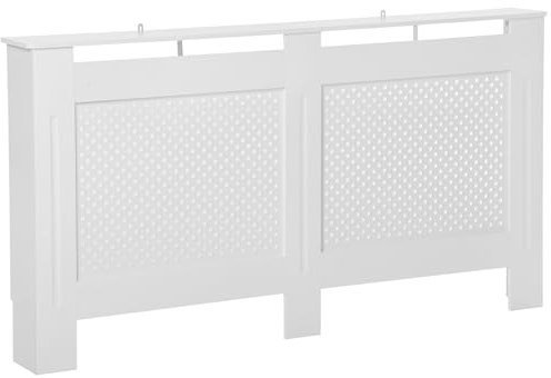 HOMCOM Cache-radiateur en bois MDF, cache-radiateur moderne avec tablette supérieure vernie blanche, 151.5x82x19 cm
