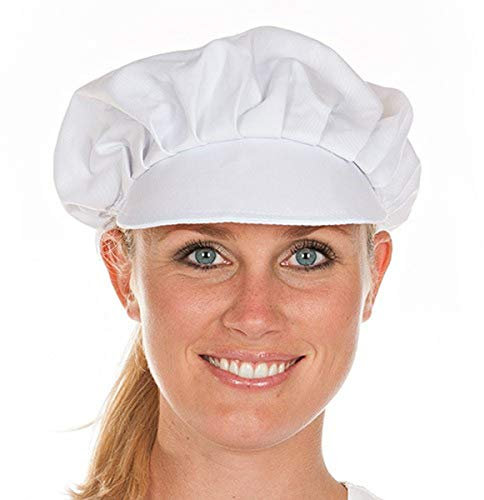 Küchenmütze, Küchen-Kopfbedeckung, Schildmütze, Schirmmütze für Damen, Ø 62 cm, weiß, waschbar, Größe:5 Stück