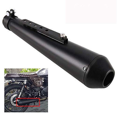 CONRAL Endschalldämpfer Slip on Auspuff für Motorrad, Edelstahl Auspuffrohr Motorrad, inkl. 3 Reduzierhülsen (35mm, 39mm, 43mm),Black