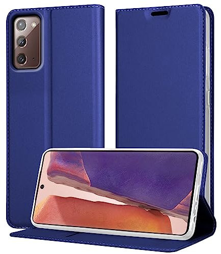 Cadorabo Hülle kompatibel mit Samsung Galaxy Note 20 aus Premium Kunst Leder Flip Klappbare Stoßfeste Magnetische [Standfunktion] [Kartenfächern] Cover Hülle für Galaxy Note 20 Tasche in Blau