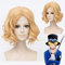 IHYAMS Einteilige Sabo Cosplay Anime Perücken 30cm Goldenes lockiges synthetisches Haar Hitzebeständige Faser EIN STÜCK Golden