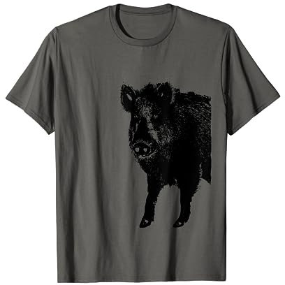 Jagd T-Shirt für Männer Frauen Kids - Lustiges Wildschwein, Jäger, Jagd, Wildsau T-Shirt - Grau, Klein, Unisex, Halbarm, T-Shirt, Cartoon-Motiv