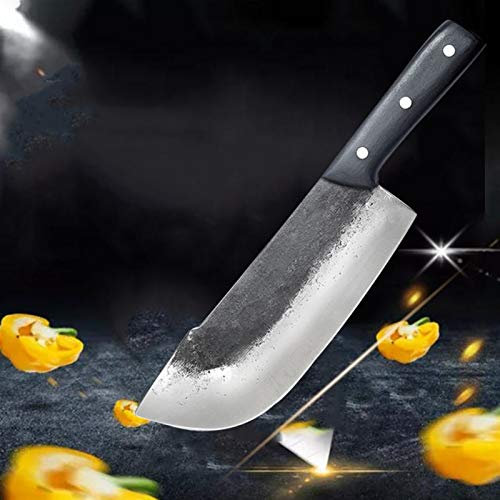 Coltello da cucina professionale forgiato fatto a mano chef che affetta coltelli di macello in acciaio carbonio mannaia