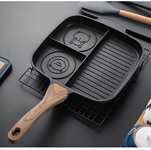 KLgeri Breakfast Bratpfanne Steak Ei Huhn Chop Bratpfanne Tiermuster Granit Maifan Stein Antihaft-Bratpfanne Grill Separate Gitterpfanne