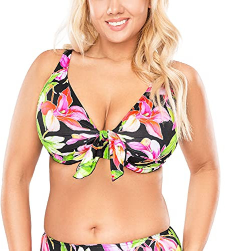 Vivisence 3203 Bikini Pezzo sopra Coppa Morbida, Fiori Rosa,5E