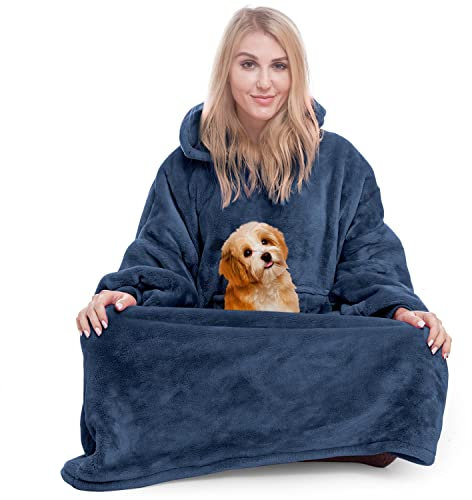 Winkcao Hoodie Decke mit Ärmeln und Kapuze Damen, Decken Hoodie Damen Extra Lang, Weiche Warme Riesen Flanell Kuscheldecke mit Ärmeln, Oversized Blanket Hoodie Tragbare Decke Für Drinnen und Draußen