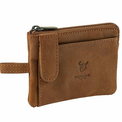 MATADOR Schlüssel Organizer Leder #CUSCO mit edler Geschenkbox, Schlüsselmäppchen, Autoschlüssel Tasche, RFID Geldbeutel für Karten, Luxus Schlüsseltasche mit mehreren Fächern, Braun Hell