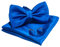 JEMYGINS Herren Fliege Blau 5 Satin Fliege und Einstecktuch mit Manschettenknöpfe Sets