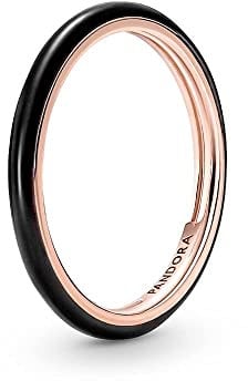PANDORA ME Anello placcato in oro rosa 14k con smalto nero, 50
