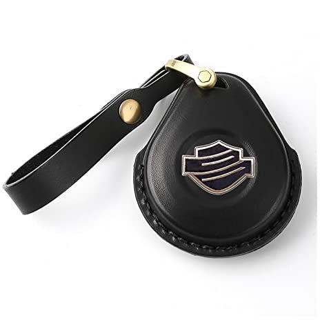 Miter Étui en cuir pour clé intelligente compatible avec Harley Davidson X48 1200 Street Glide avec badge en laiton massif (couleur : noir)